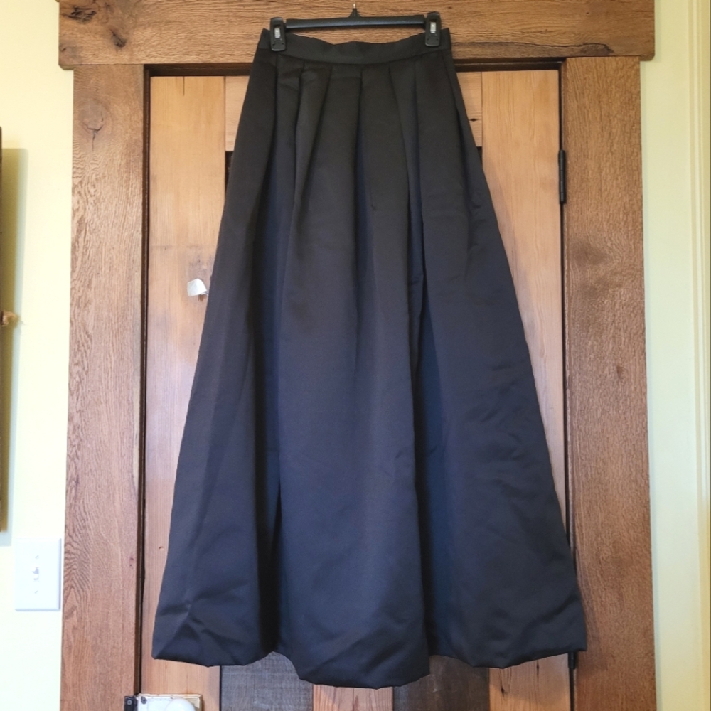 Vtg Hampton Nites W27" Satin Full Special Ocassion Long Black Formal Prom Skirt